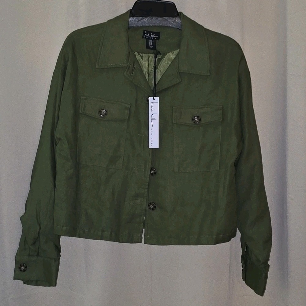 Nicole Miller Olive Green Bomber Jacket